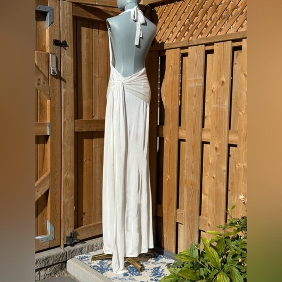 🆕 RAT & BOA 🧿 NWOT Winona White Slinky Cowl Neck Jersey Gown, Sz M - Picture 7 of 16